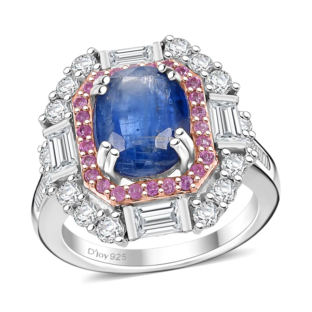 Kashmir Kyanite and Multi Gemstone 5.90 ctw Royal Elegance Ring in Rhodium Over Sterling Silver (Size 7.0) image number 0