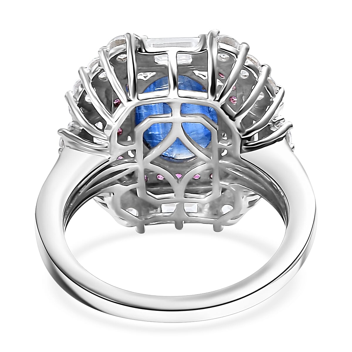 D'Joy Kashmir Kyanite and Multi Gemstone 5.90 ctw Royal Elegance Ring in Rhodium Over Sterling Silver (Size 7.0)