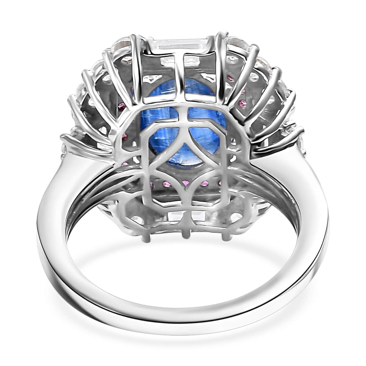 Kashmir Kyanite and Multi Gemstone 5.90 ctw Royal Elegance Ring in Rhodium Over Sterling Silver (Size 7.0) image number 4