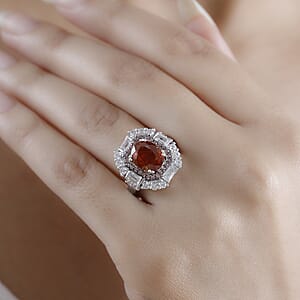 D'Joy Orange Kyanite and Multi Gemstone 6.00 ctw Royal Elegance Ring in Rhodium Over Sterling Silver (Size 7.0)