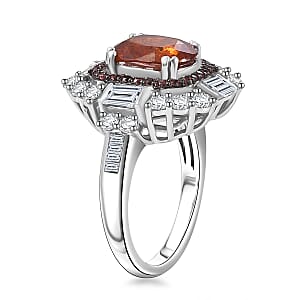 D'Joy Orange Kyanite and Multi Gemstone 6.00 ctw Royal Elegance Ring in Rhodium Over Sterling Silver (Size 7.0)