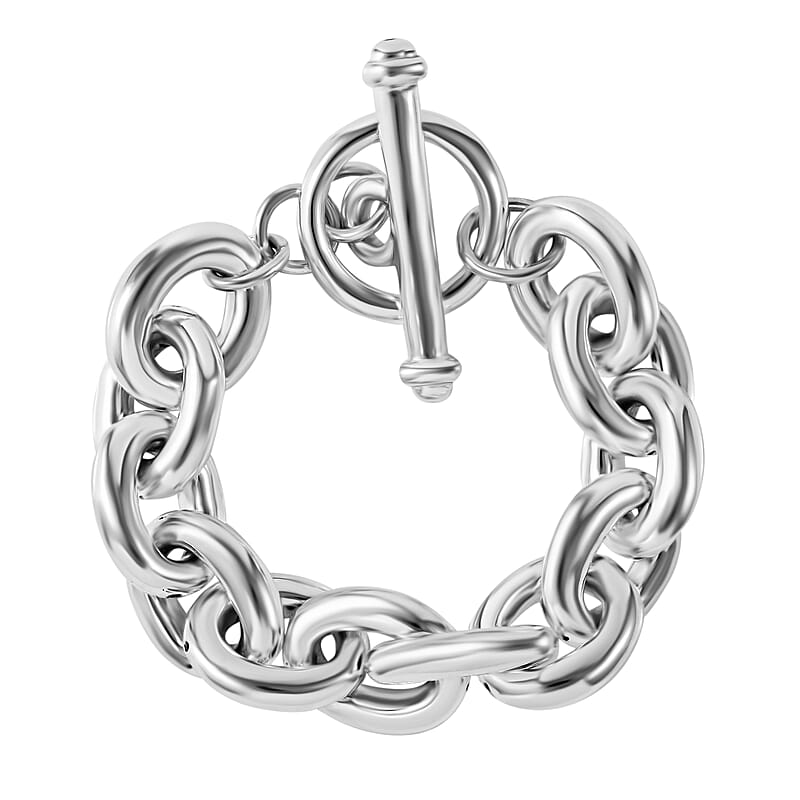 Sterling Silver Toggle Clasp Bracelet (6.50 In) 25.79 Grams