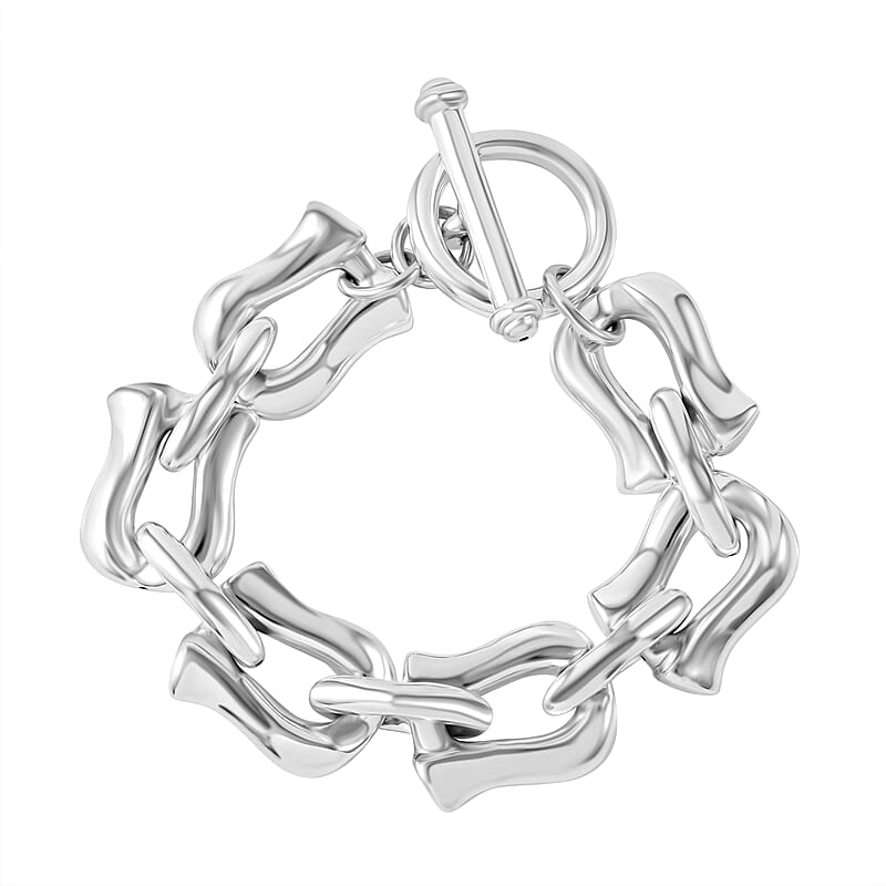 Sterling Silver Link Toggle Clasp Bracelet (6.50 In) 16.11 Grams
