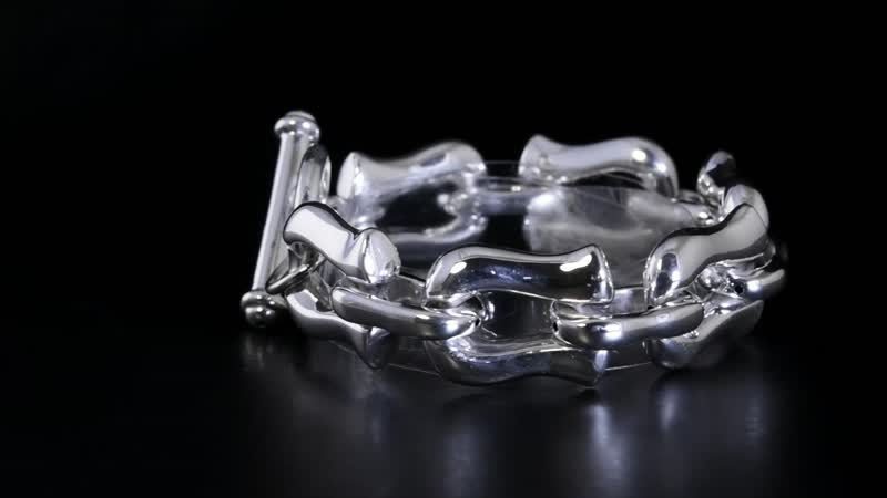 Sterling Silver Link Toggle Clasp Bracelet (6.50 In) 16.11 Grams