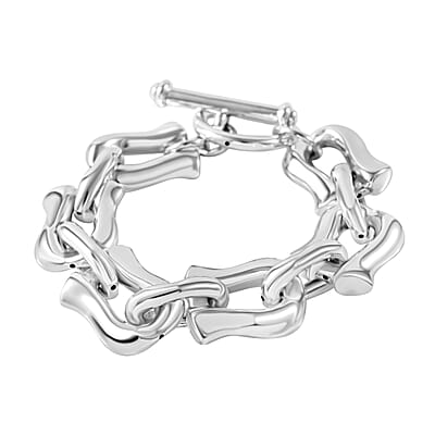 Sterling Silver Link Toggle Clasp Bracelet (6.50 In) 16.11 Grams