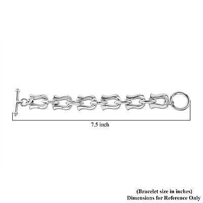 Sterling Silver Link Toggle Clasp Bracelet (6.50 In) 16.11 Grams