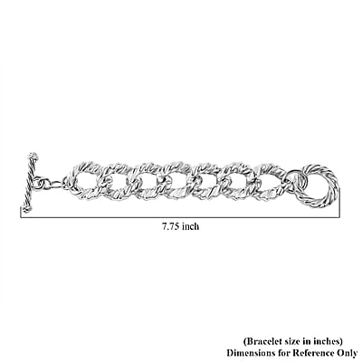 Sterling Silver Toggle Clasp Bracelet (6.50 In) 30.64 Grams