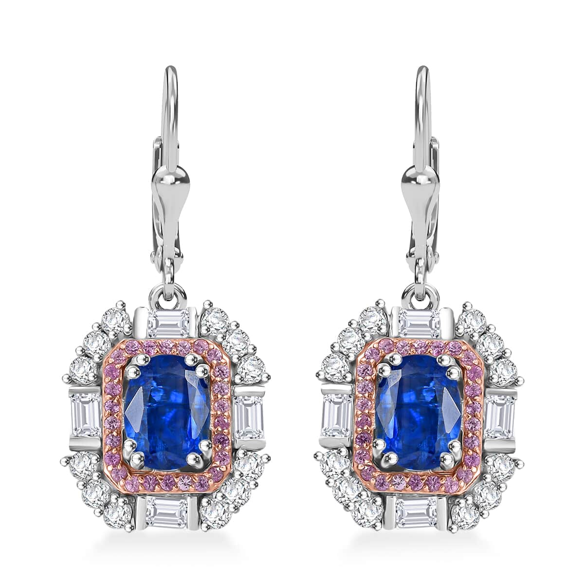 Kashmir Kyanite and Multi Gemstone 5.50 ctw Royal Elegance Earrings in Rhodium Over Sterling Silver image number 0