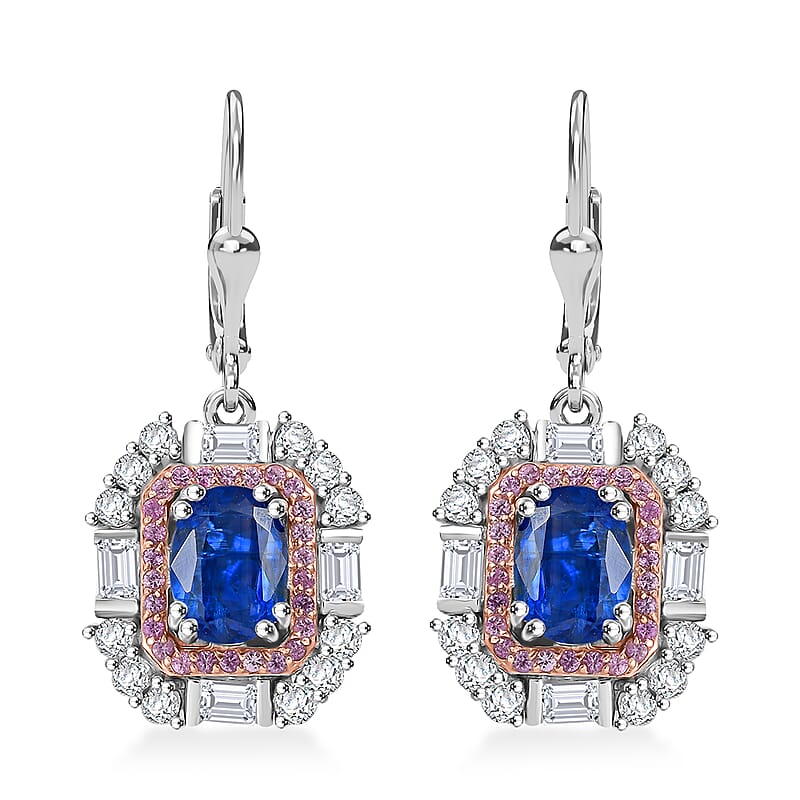 D'Joy Kashmir Kyanite and Multi Gemstone 5.50 ctw Royal Elegance Earrings in Rhodium Over Sterling Silver