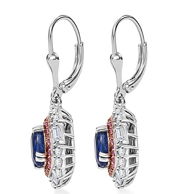 D'Joy Kashmir Kyanite and Multi Gemstone 5.50 ctw Royal Elegance Earrings in Rhodium Over Sterling Silver
