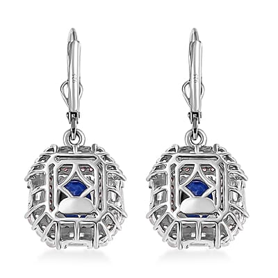 D'Joy Kashmir Kyanite and Multi Gemstone 5.50 ctw Royal Elegance Earrings in Rhodium Over Sterling Silver
