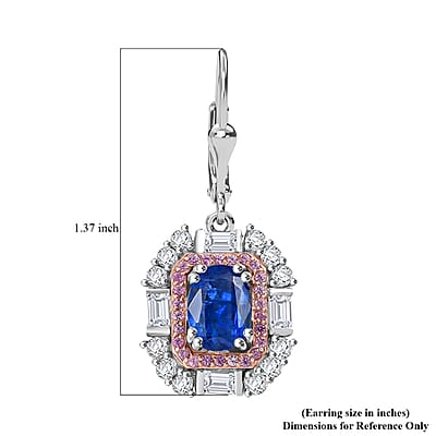 D'Joy Kashmir Kyanite and Multi Gemstone 5.50 ctw Royal Elegance Earrings in Rhodium Over Sterling Silver