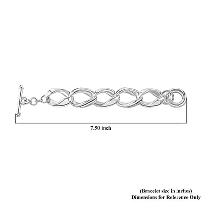 Sterling Silver Curb Chain Bracelet (7.25 In) 28.73 Grams