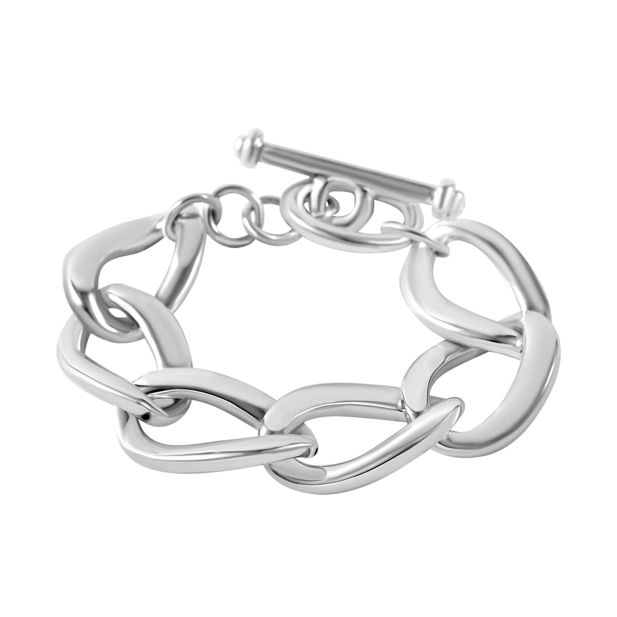 Sterling Silver Curb Toggle Clasp Bracelet (7.25 In) 17.63 Grams image number 1