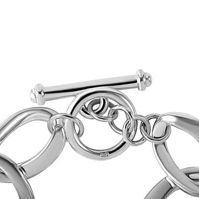Sterling Silver Curb Toggle Clasp Bracelet (7.25 In) 17.63 Grams