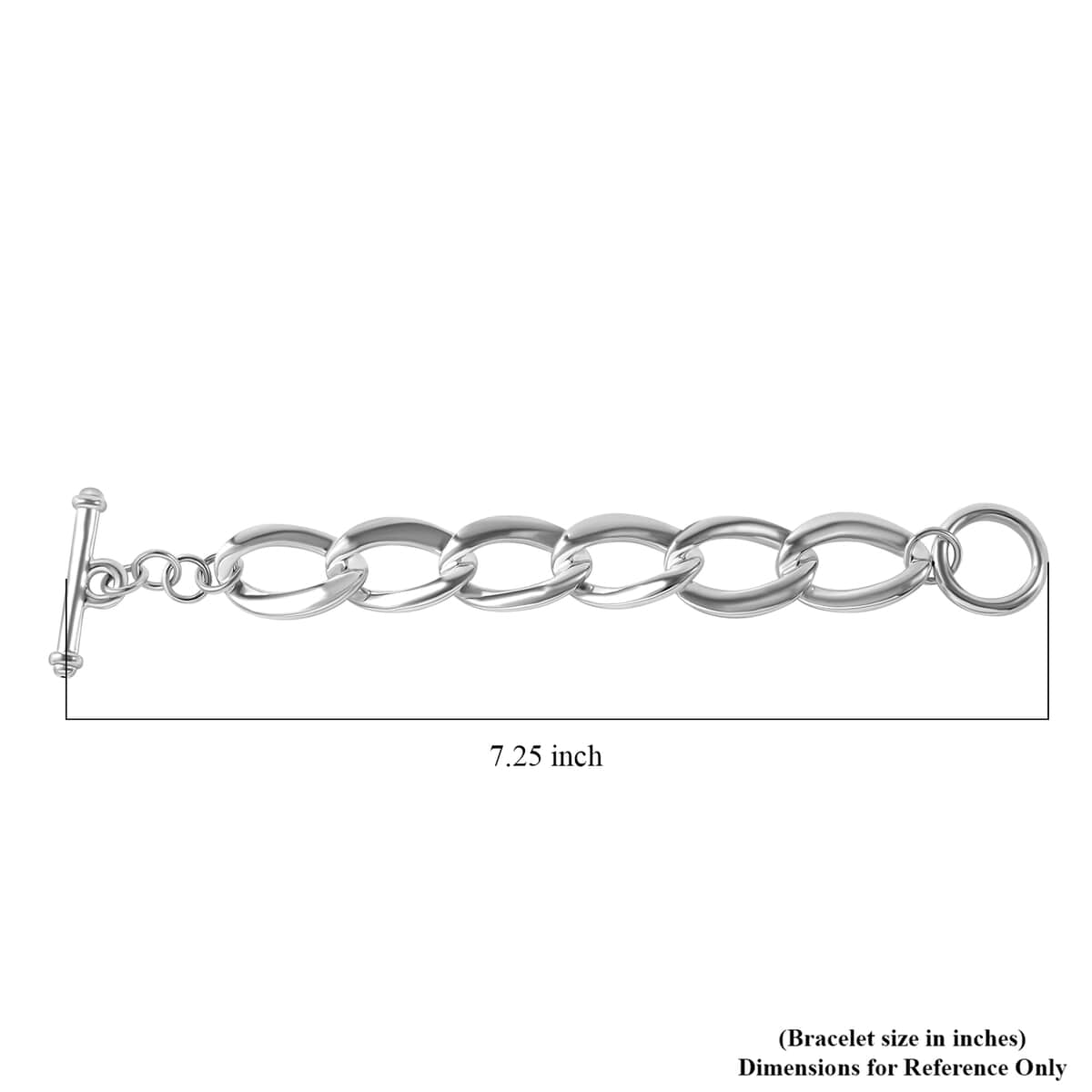 Sterling Silver Curb Toggle Clasp Bracelet (7.25 In) 17.63 Grams image number 3