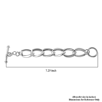 Sterling Silver Curb Toggle Clasp Bracelet (7.25 In) 17.63 Grams