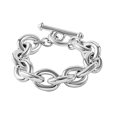 Sterling Silver Toggle Clasp Bracelet (7.25 In) 29.81 Grams