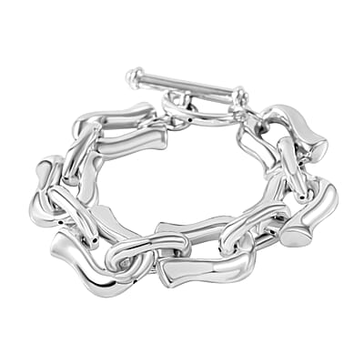 Sterling Silver Link Toggle Clasp Bracelet (7.25 In) 18.71 Grams