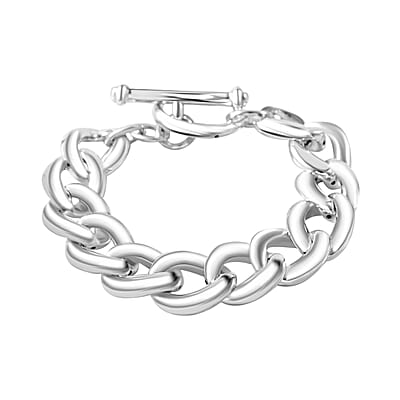 Sterling Silver Curb Toggle Clasp Bracelet (7.25 In) 14.91 Grams