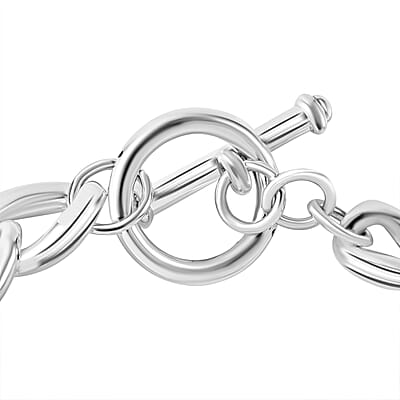 Sterling Silver Curb Toggle Clasp Bracelet (7.25 In) 14.91 Grams