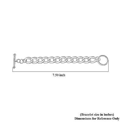 Sterling Silver Curb Toggle Clasp Bracelet (7.25 In) 14.91 Grams