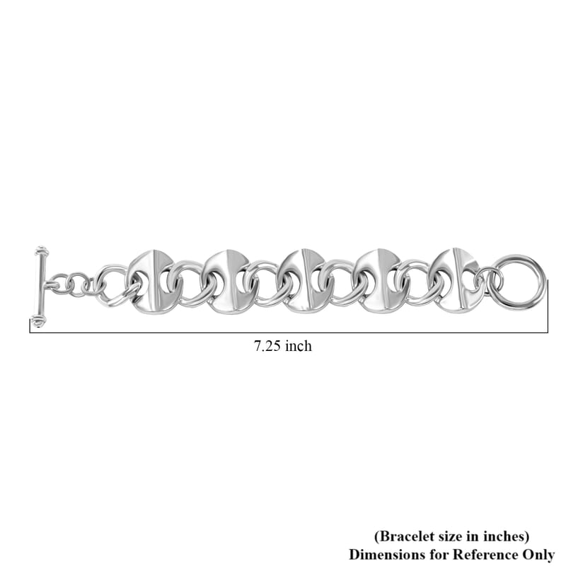 Sterling Silver Toggle Clasp Bracelet (7.25 In) 24.55 Grams
