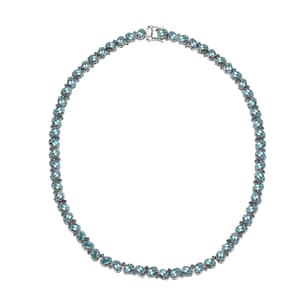 Betroka Blue Apatite 29.50 ctw Necklace in Rhodium Over Sterling Silver 18 Inches