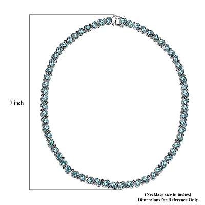 D'Joy Betroka Blue Apatite 31.20 ctw Floral Vine Necklace in Rhodium Over Sterling Silver 18 Inches