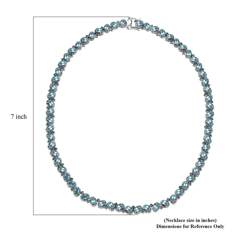 D'Joy Betroka Blue Apatite 31.20 ctw Floral Vine Necklace in Rhodium Over Sterling Silver 18 Inches