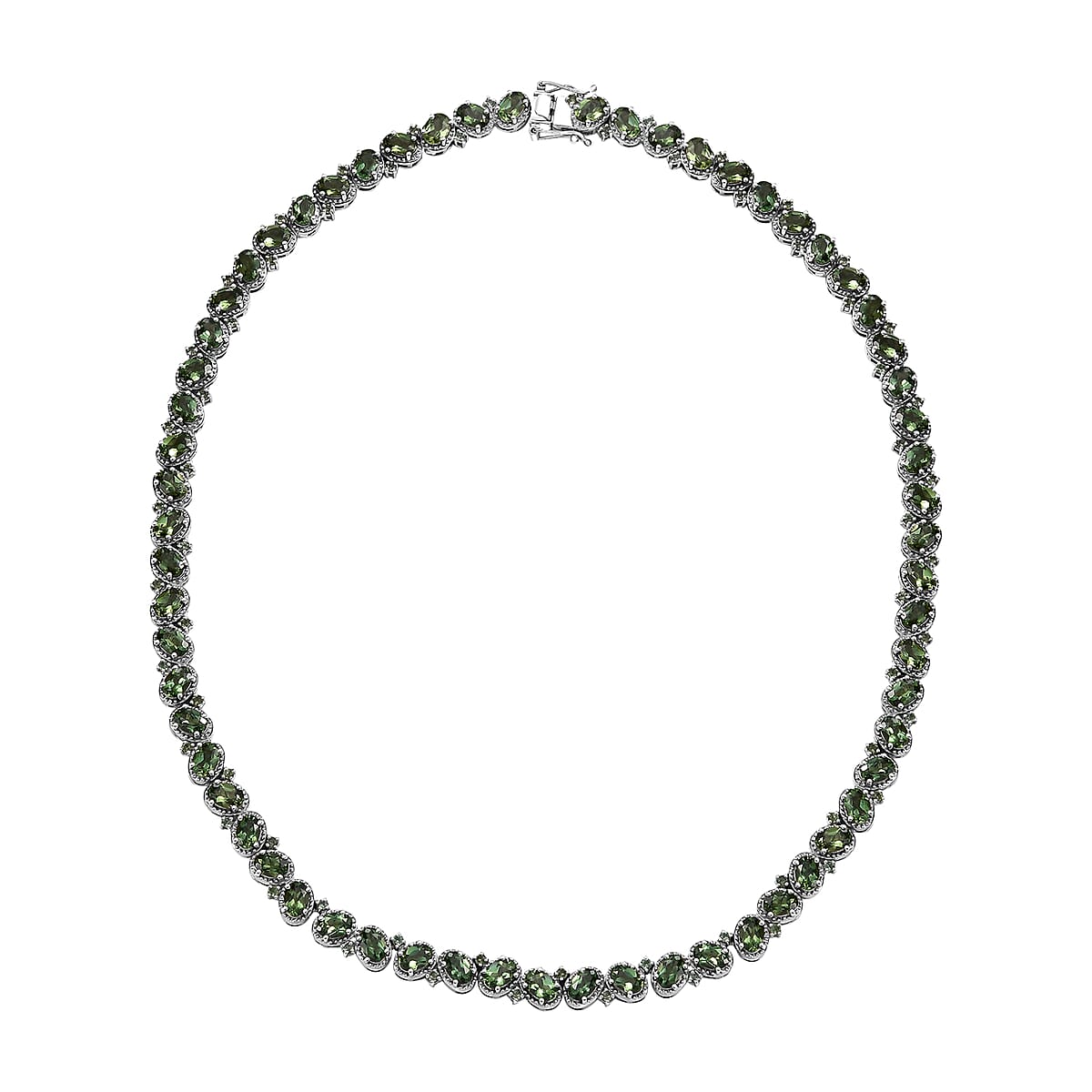 D'Joy Madagascar Green Apatite 31.40 ctw Floral Vine Necklace in Rhodium Over Sterling Silver 18 Inches image number 0