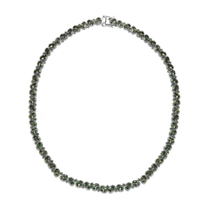 D'Joy Madagascar Green Apatite 31.40 ctw Floral Vine Necklace in Rhodium Over Sterling Silver 18 Inches