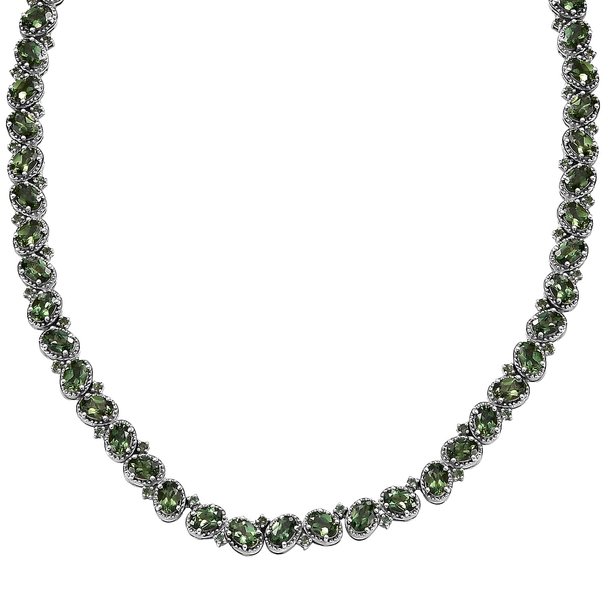 D'Joy Madagascar Green Apatite 31.40 ctw Floral Vine Necklace in Rhodium Over Sterling Silver 18 Inches image number 3