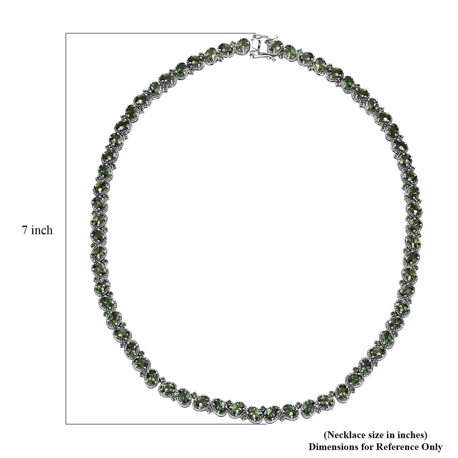 D'Joy Madagascar Green Apatite 31.40 ctw Floral Vine Necklace in Rhodium Over Sterling Silver 18 Inches
