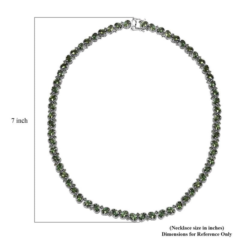 D'Joy Madagascar Green Apatite 31.40 ctw Floral Vine Necklace in Rhodium Over Sterling Silver 18 Inches
