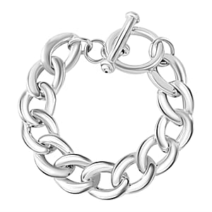 Sterling Silver Curb Toggle Clasp Bracelet (8.00 In) 16.57 Grams