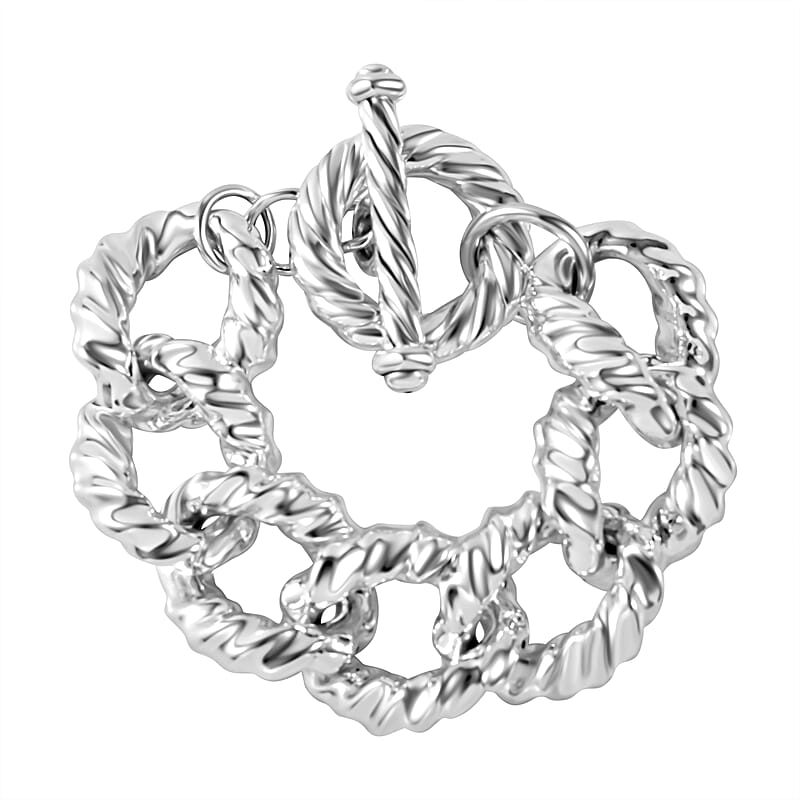 Sterling Silver Toggle Clasp Bracelet (8.00 In) 38.64 Grams