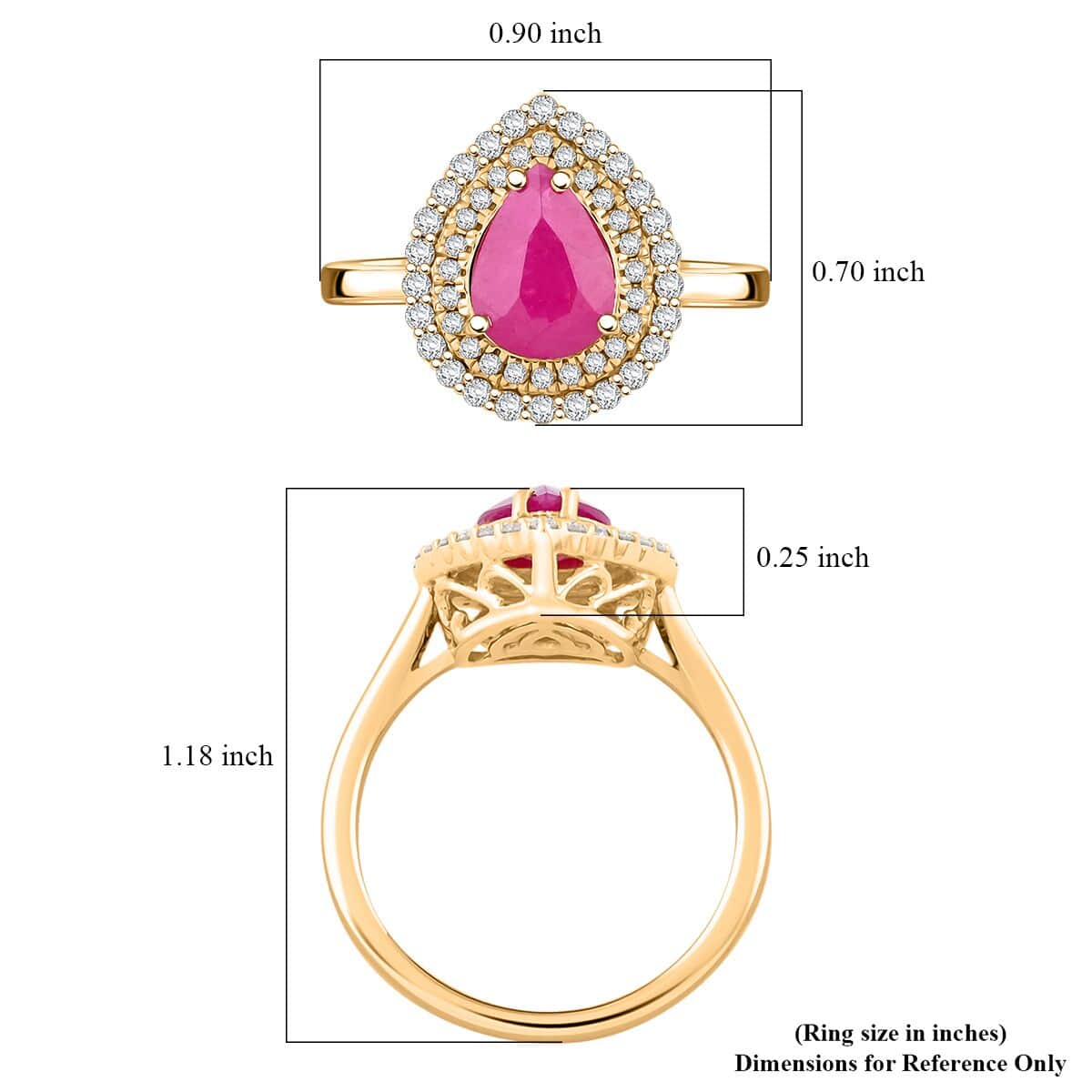 Certified & Appraised Luxoro 14K Yellow Gold AAA Mozambique Ruby, Diamond (G-H, I2) (0.43 cts) Double Halo Ring (Size 10.0) (4.70 g) 2.15 ctw image number 5