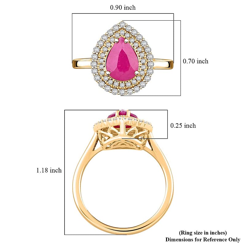 Certified and Appraised Luxoro AAA Mozambique Ruby, Diamond Double Halo Ring in 14K Yellow Gold 2.15 ctw (Size 10.5)
