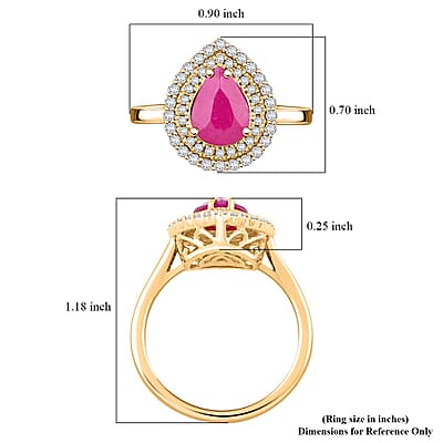 Certified and Appraised Luxoro AAA Mozambique Ruby, Diamond Double Halo Ring in 14K Yellow Gold 2.15 ctw (Size 8.0)