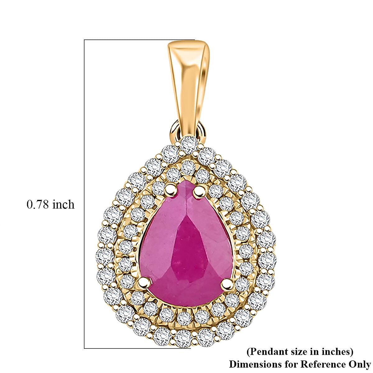 Certified & Appraised Luxoro AAA Mozambique Ruby and G-H I2 Diamond 2.15 ctw Double Halo Pendant without Chain in 14K Yellow Gold