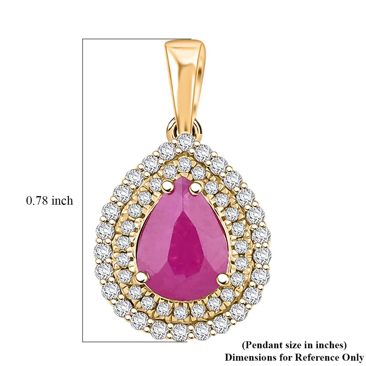 Certified & Appraised Luxoro AAA Mozambique Ruby and G-H I2 Diamond 2.15 ctw Double Halo Pendant in 14K Yellow Gold image number 4