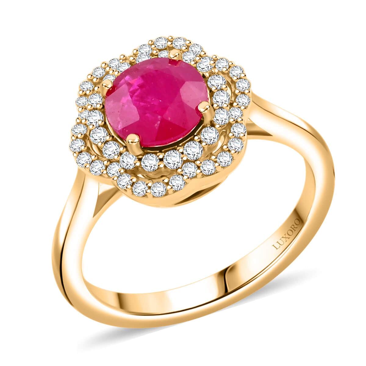 Certified & Appraised Luxoro AAA Montepuez Ruby and I2 Diamond 2.00 ctw Ring in 14K Yellow Gold (Size 10.0) 4.10 Grams image number 0