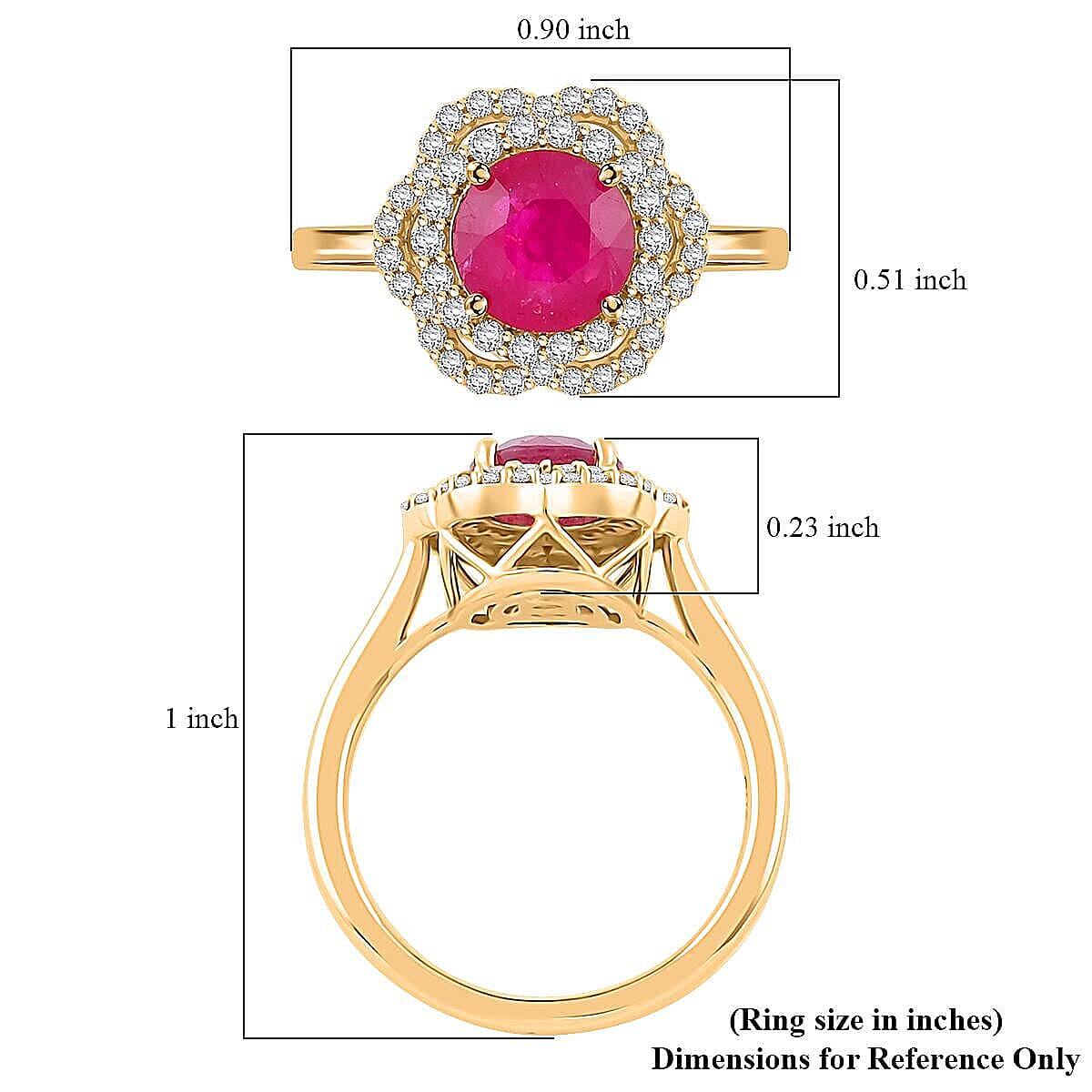 Certified & Appraised Luxoro AAA Montepuez Ruby and I2 Diamond 2.00 ctw Ring in 14K Yellow Gold (Size 10.0) 4.10 Grams