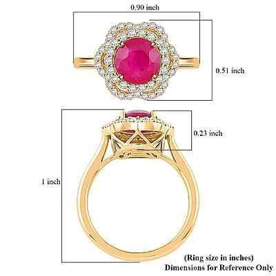 Certified & Appraised Luxoro AAA Montepuez Ruby and I2 Diamond 2.00 ctw Ring in 14K Yellow Gold (Size 10.0) 4.10 Grams