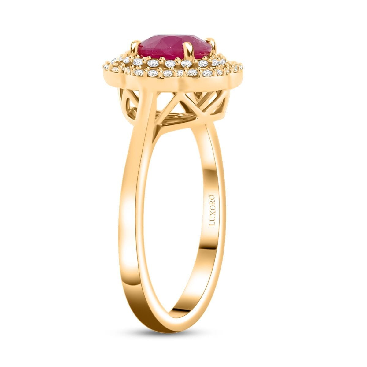 Certified & Appraised Luxoro AAA Montepuez Ruby and I2 Diamond 2.00 ctw Ring in 14K Yellow Gold (Size 8.5) 4.10 Grams image number 3