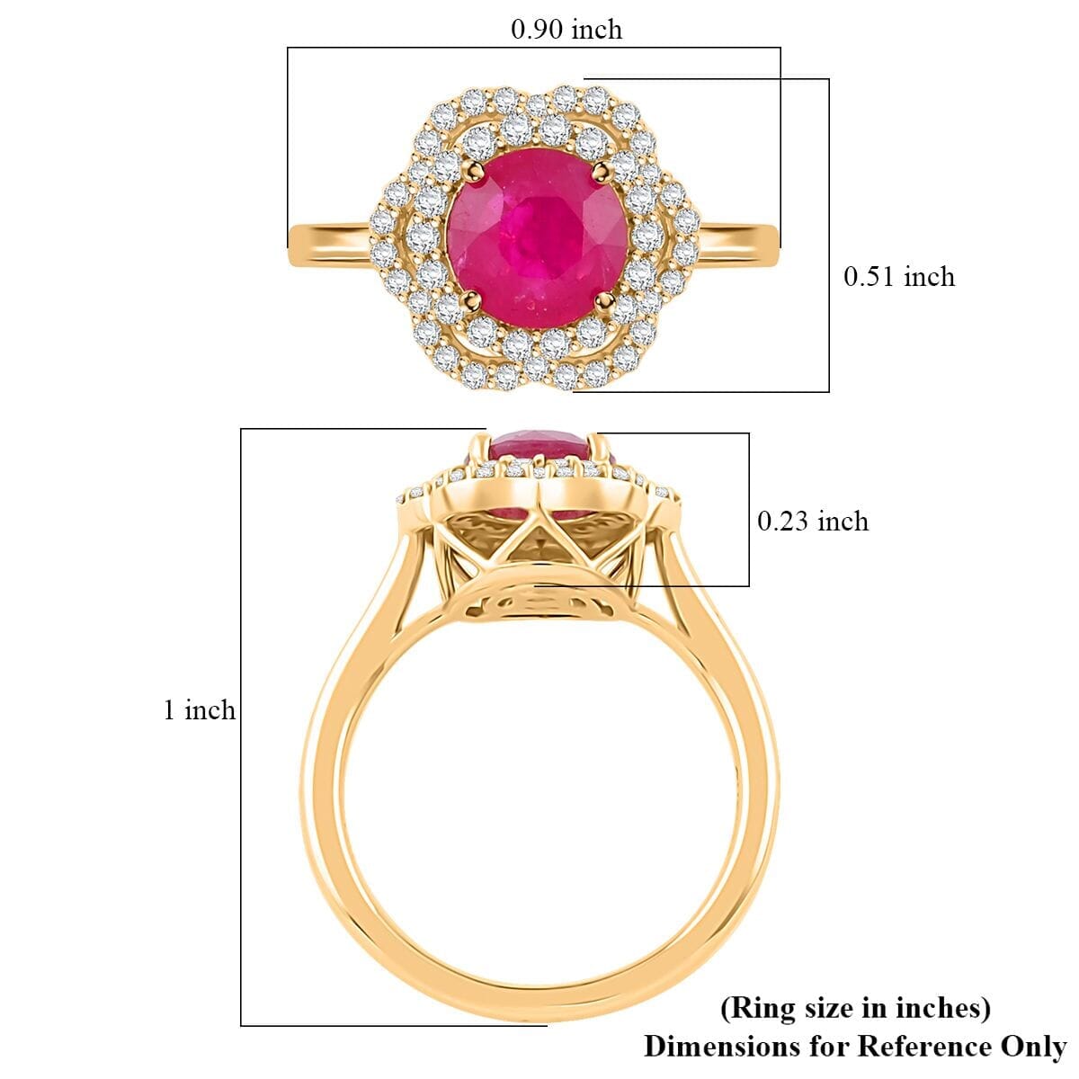 Certified & Appraised Luxoro AAA Montepuez Ruby and I2 Diamond 2.00 ctw Ring in 14K Yellow Gold (Size 8.5) 4.10 Grams image number 5
