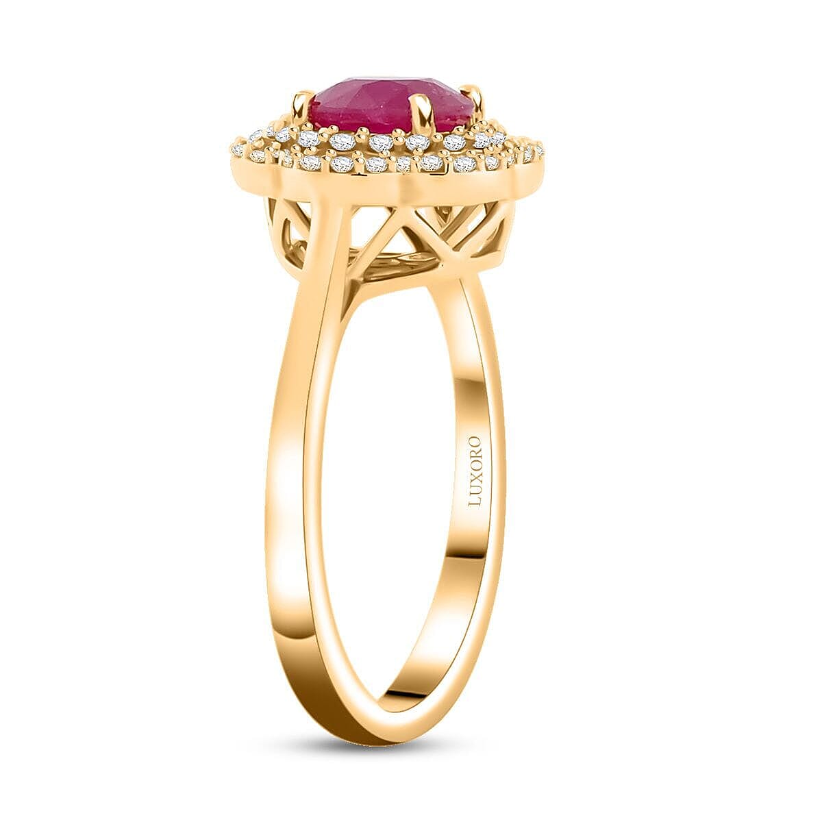 Certified & Appraised Luxoro AAA Montepuez Ruby and I2 Diamond 2.00 ctw Ring in 14K Yellow Gold (Size 9.5) 4.10 Grams image number 3