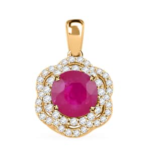 Certified & Appraised Luxoro AAA Mozambique Ruby and I2 Diamond 2.35 ctw Pendant in 14K Yellow Gold