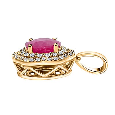 Certified & Appraised Luxoro AAA Mozambique Ruby and I2 Diamond 2.35 ctw Pendant in 14K Yellow Gold